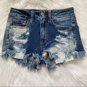 Hollister Hi-Rise Heavily Distressed Shorts